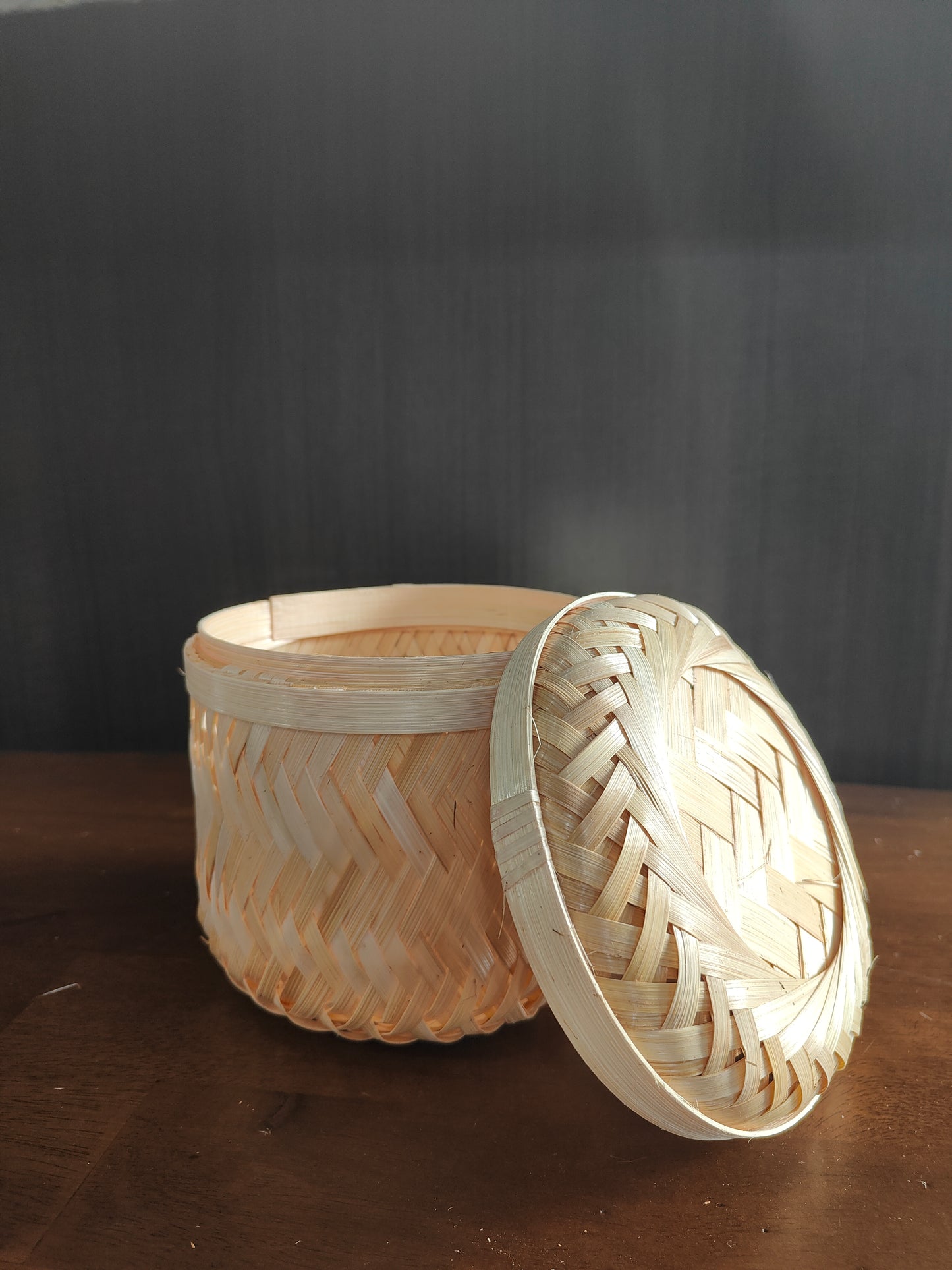 Handwoven Bamboo Basket with Lid