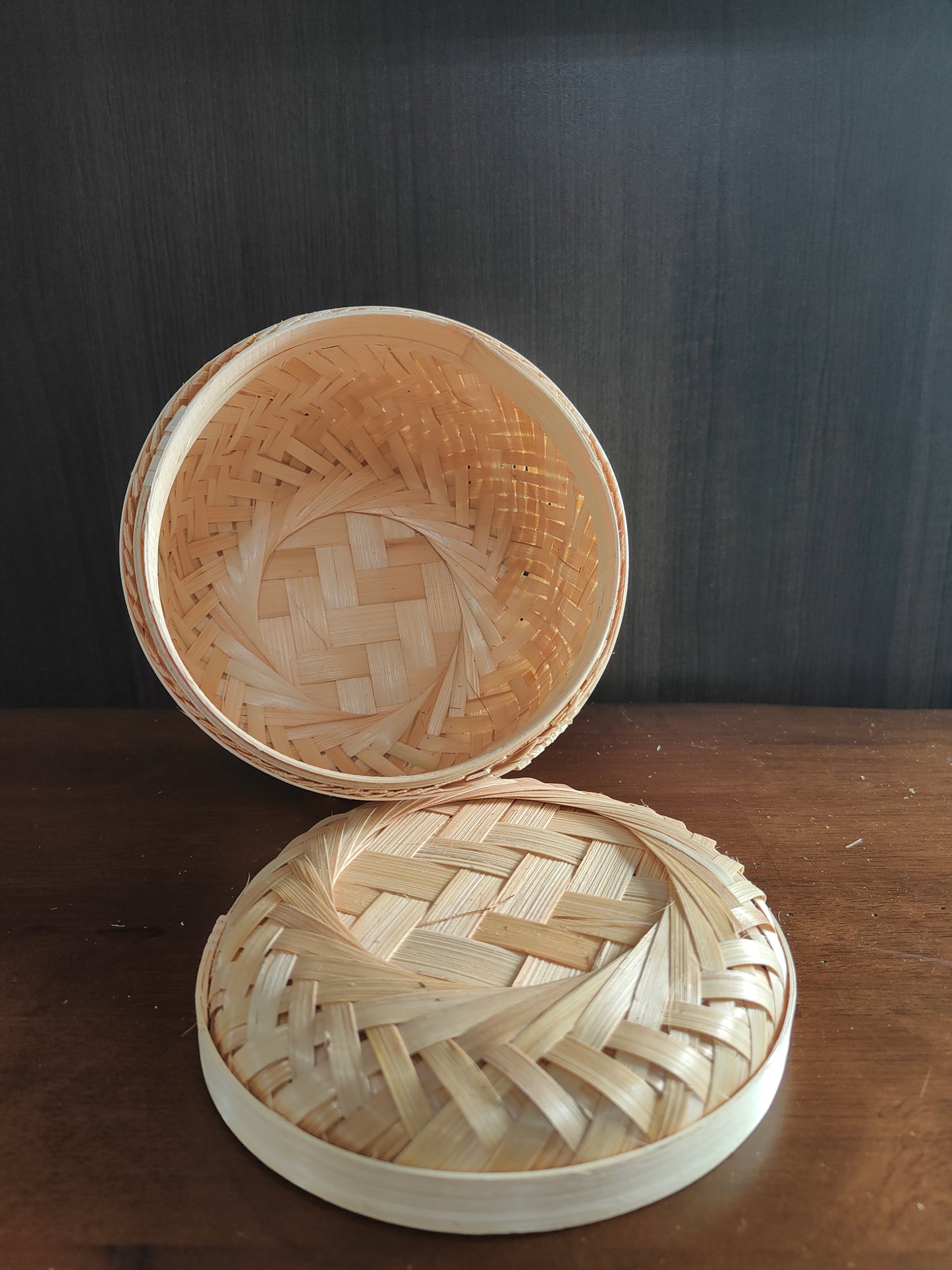 Handwoven Bamboo Basket with Lid
