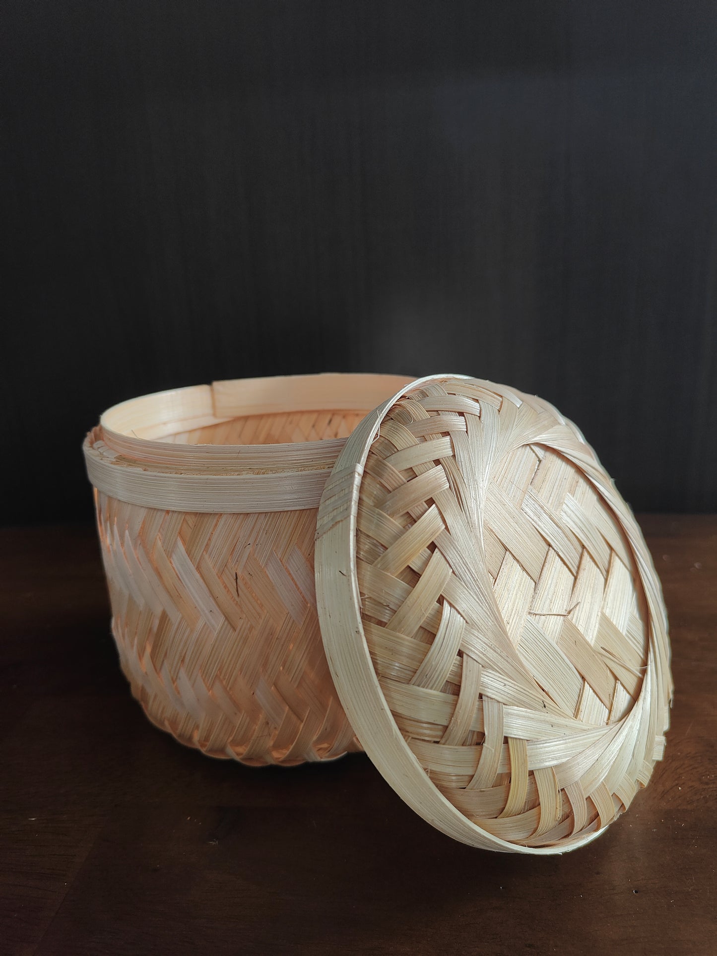 Handwoven Bamboo Basket with Lid
