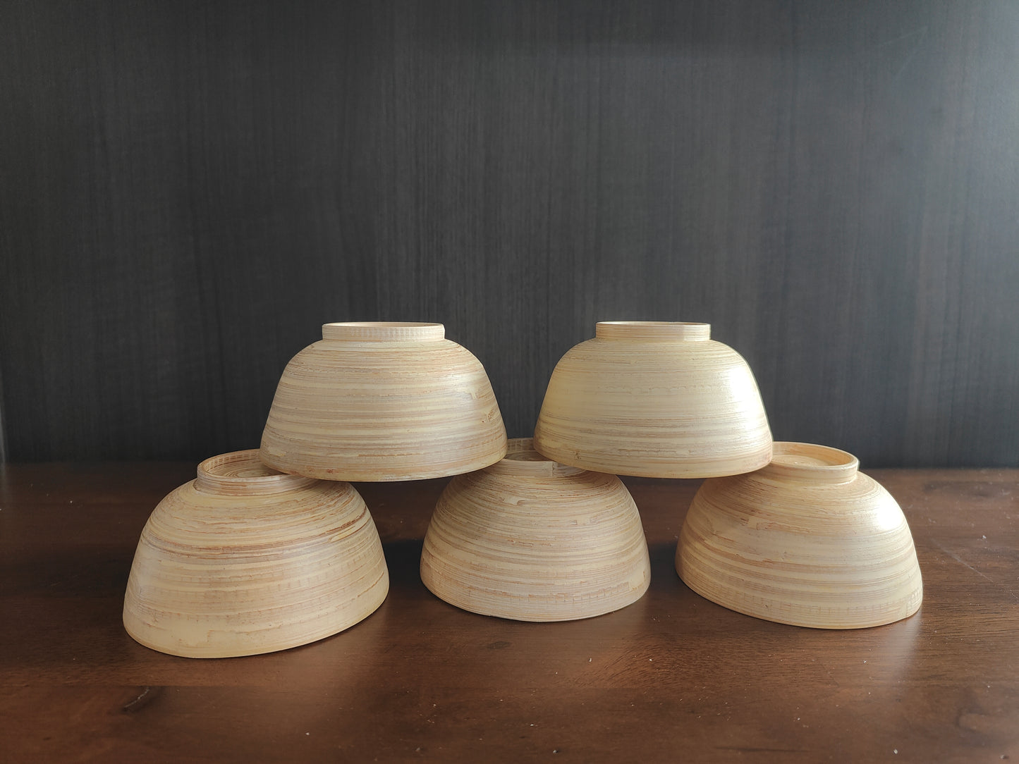 Handcrafted Bamboo Bowls – Set of 5