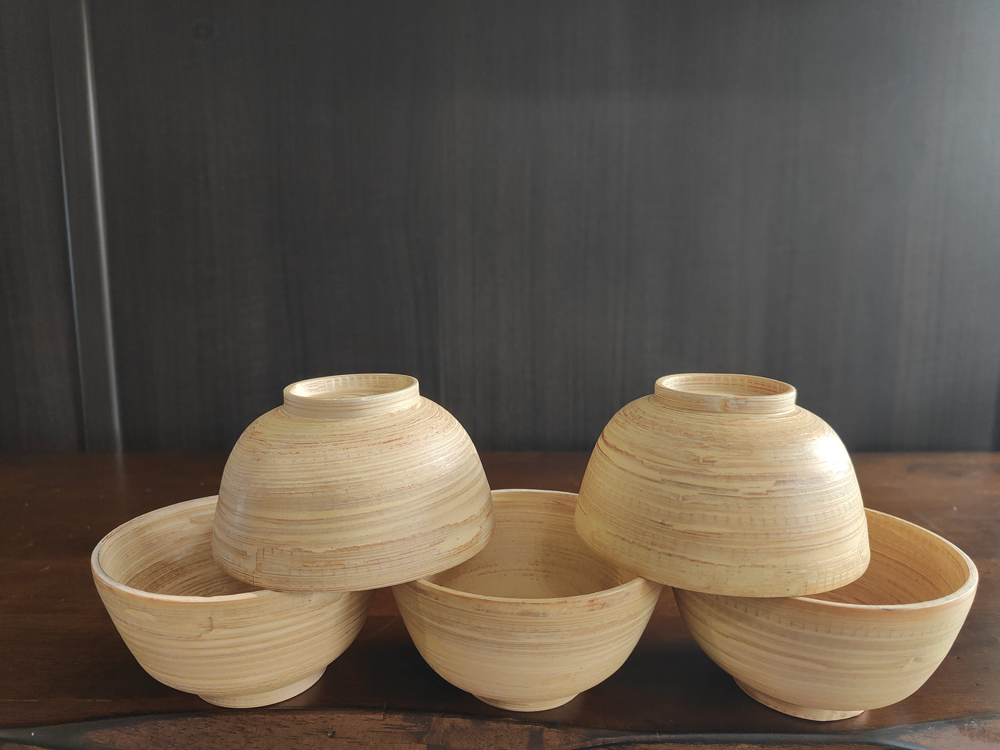 Handcrafted Bamboo Bowls – Set of 5