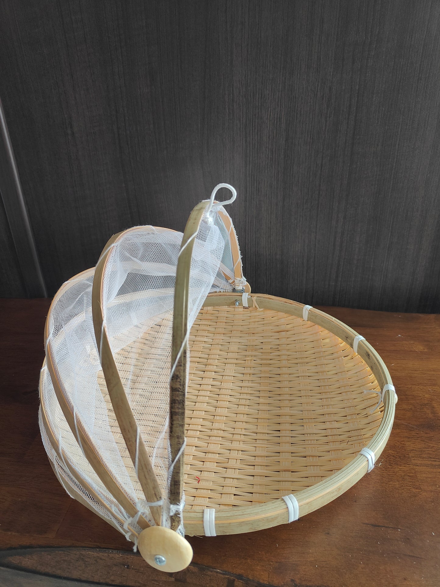 Handwoven Bamboo Food Cover Basket – Small Size