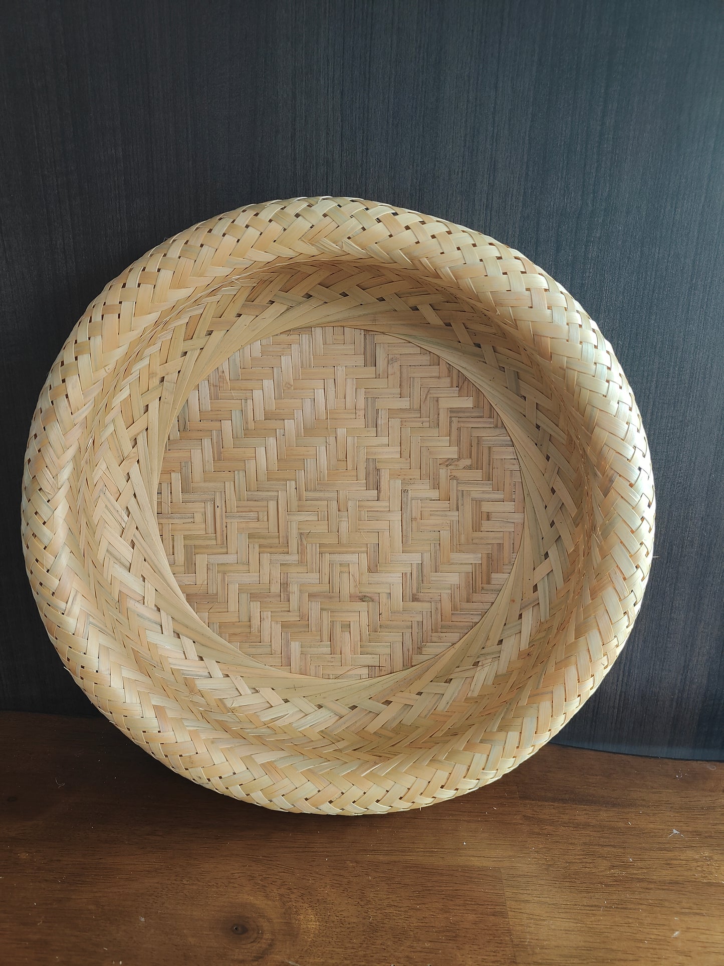 Handwoven Bamboo Utility Tray – Round & Rustic