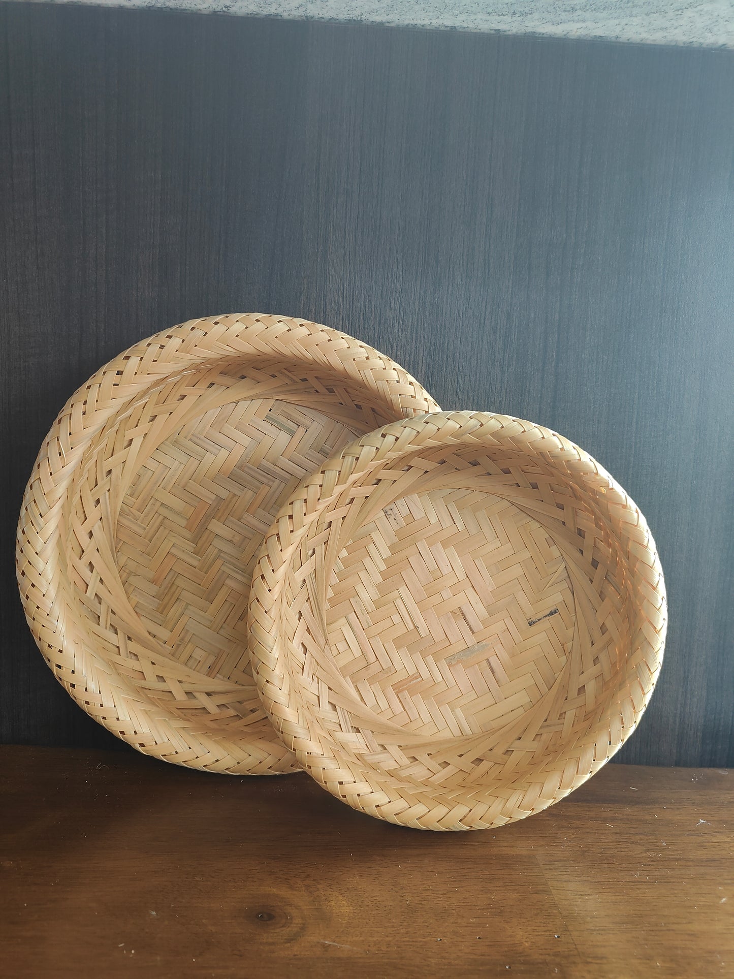 Handwoven Bamboo Tray Set – Set of 2 Sizes