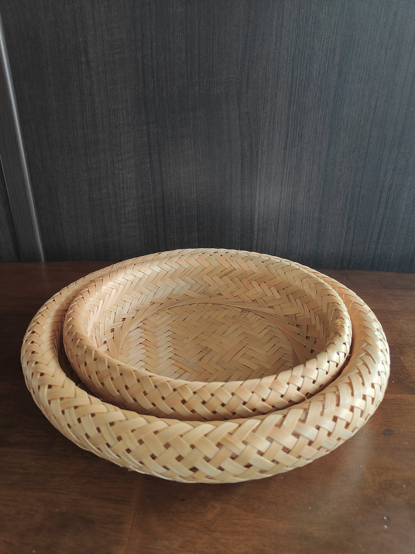 Handwoven Bamboo Tray Set – Set of 2 Sizes