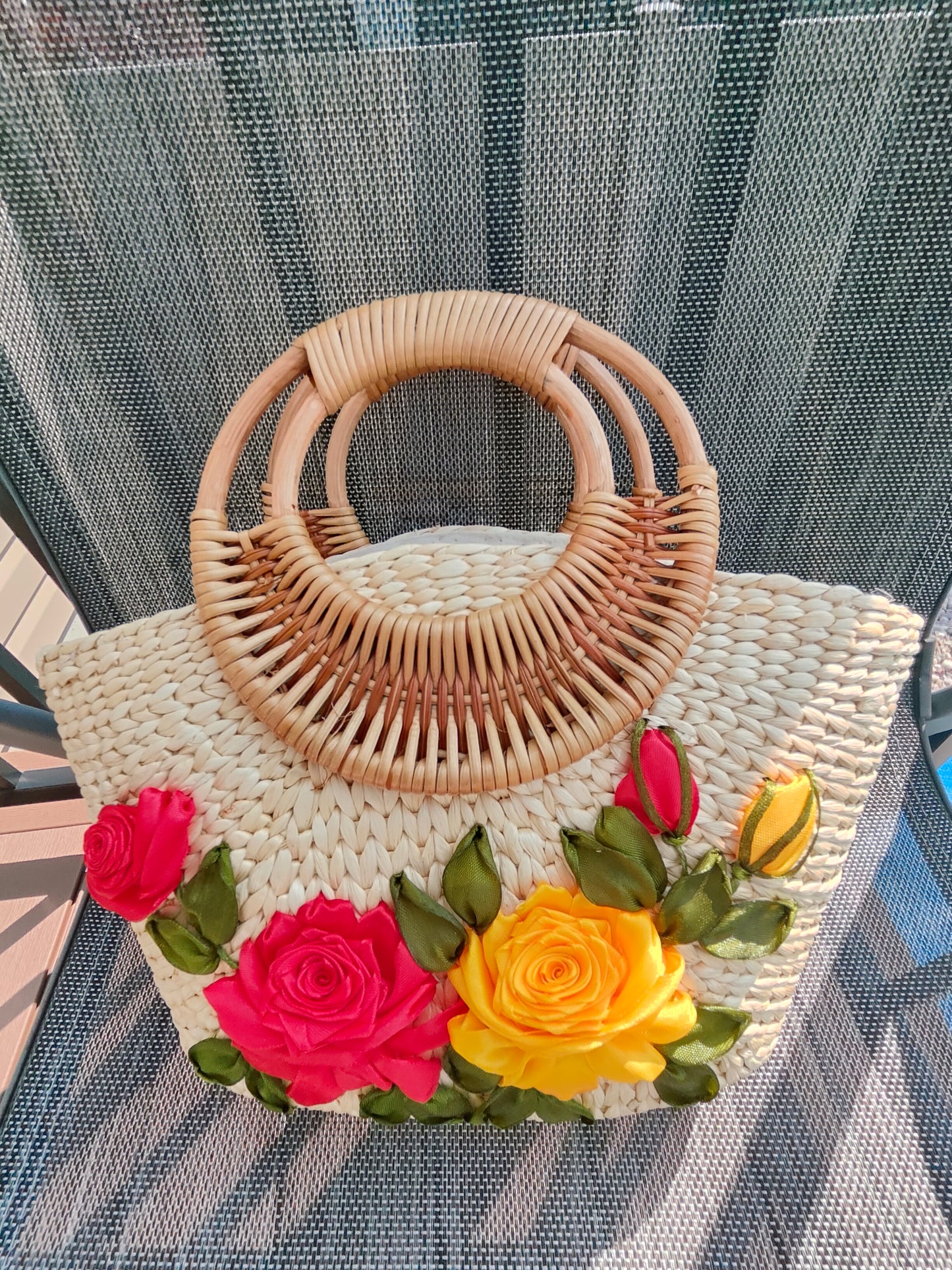 Floral Charm Water Hyacinth Handbag