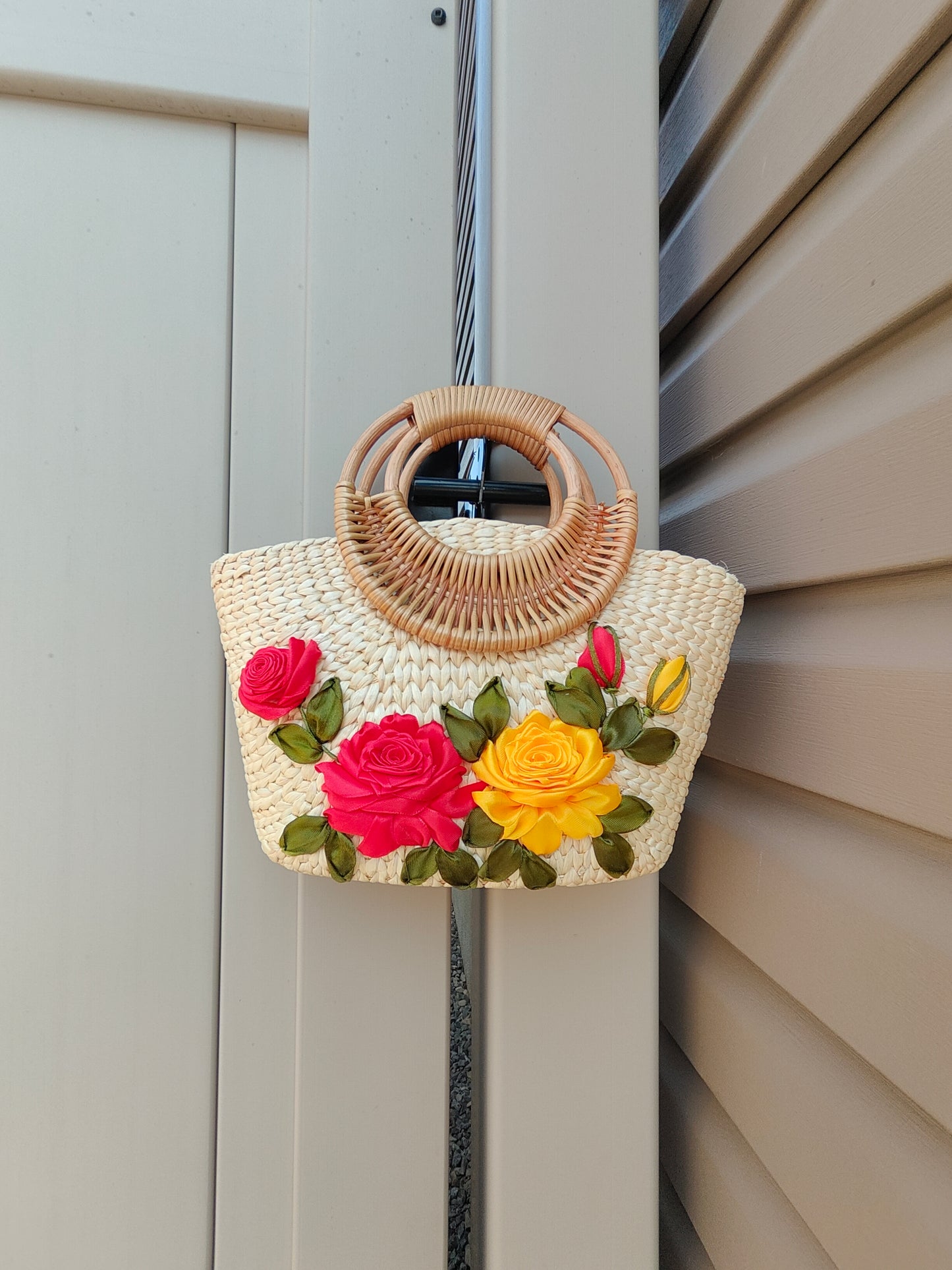Floral Charm Water Hyacinth Handbag
