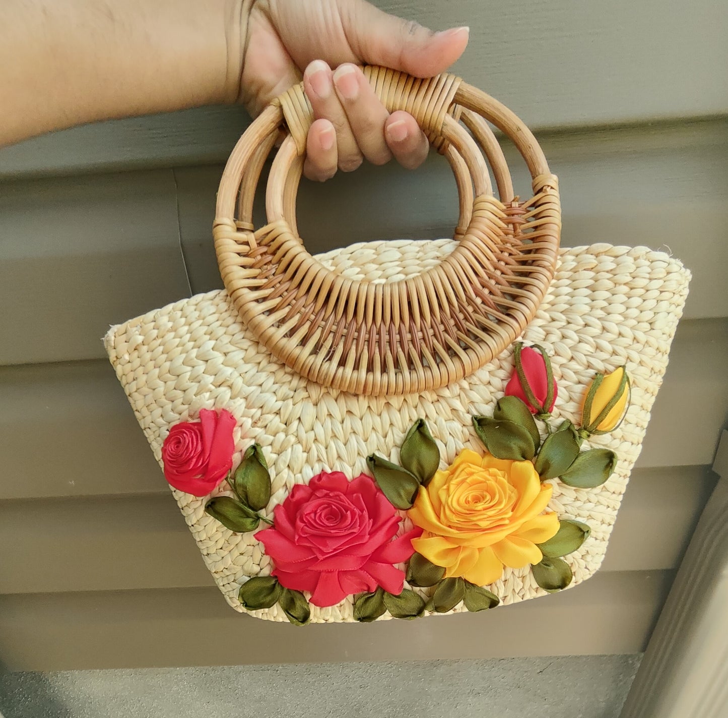 Floral Charm Water Hyacinth Handbag