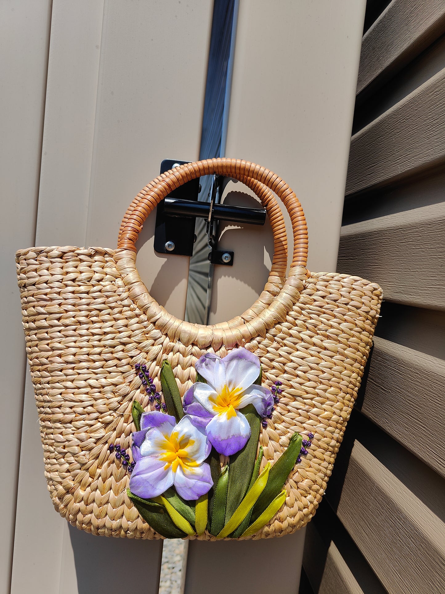Lilac Bloom Water Hyacinth Sling Bag