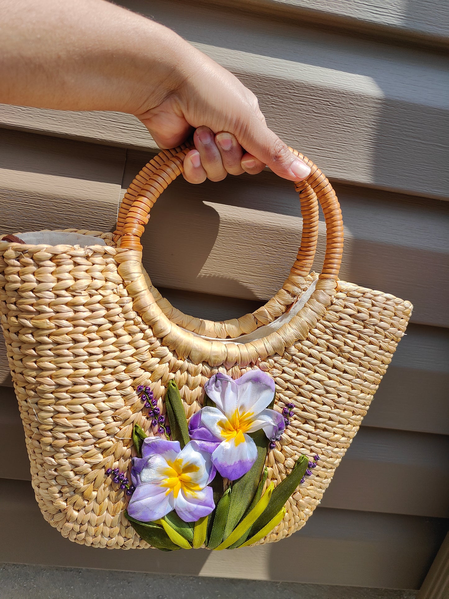 Lilac Bloom Water Hyacinth Sling Bag