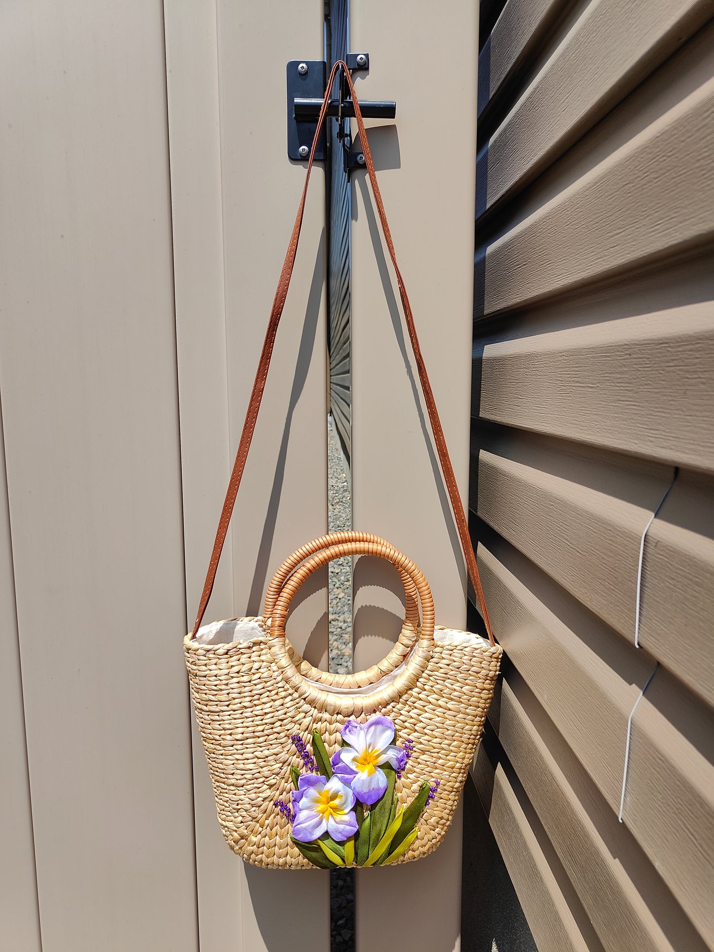 Lilac Bloom Water Hyacinth Sling Bag