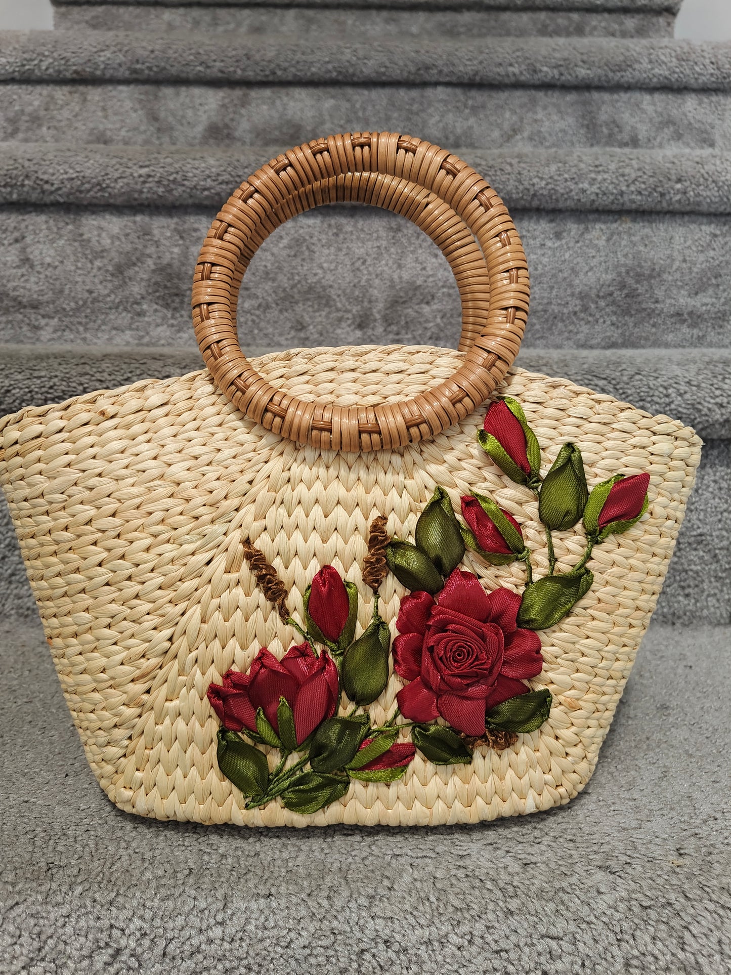 Handwoven Water Hyacinth Floral Bag