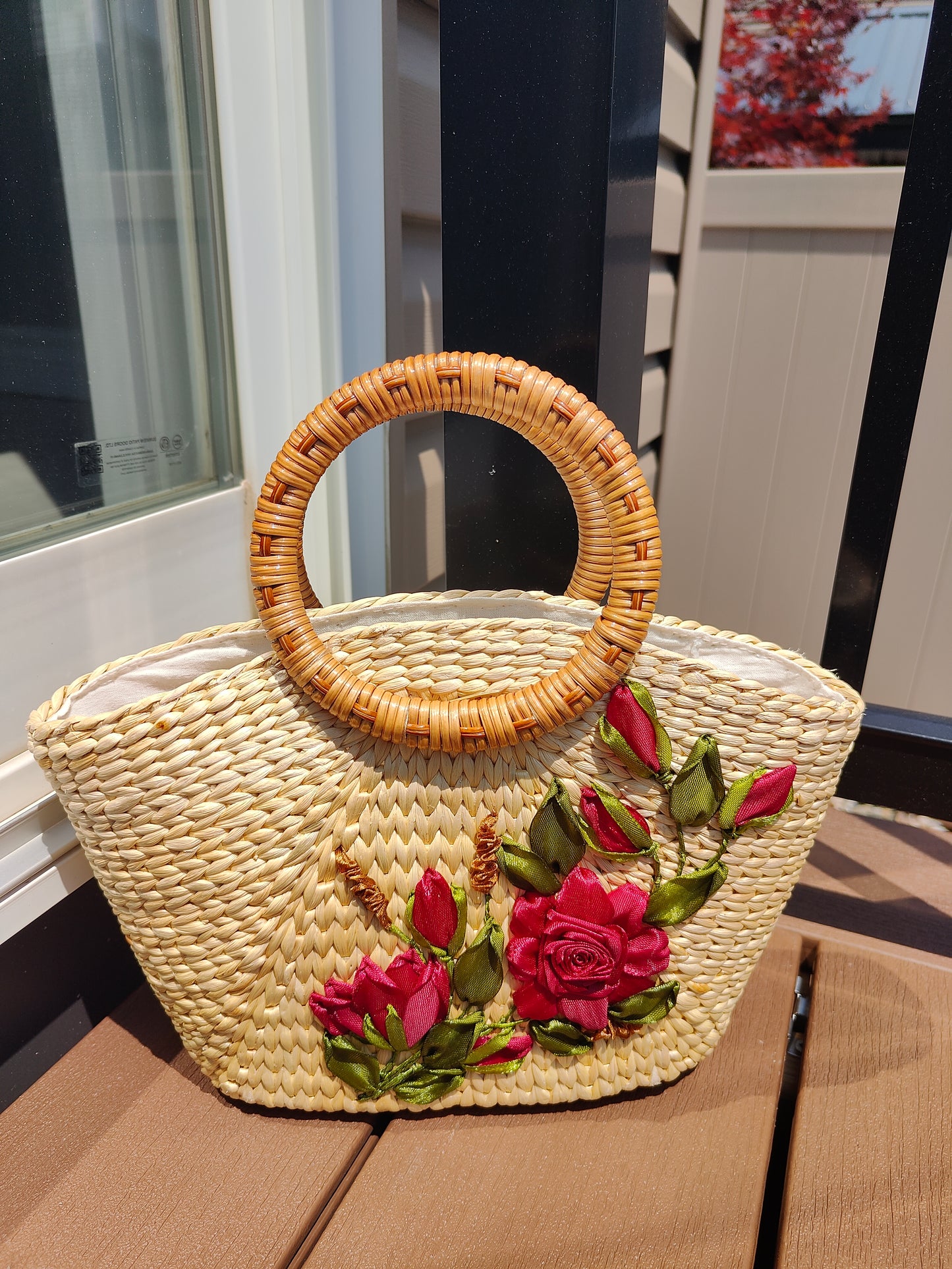 Handwoven Water Hyacinth Floral Bag