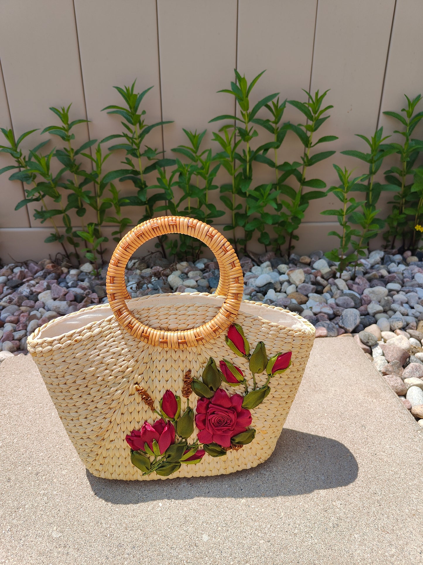 Handwoven Water Hyacinth Floral Bag