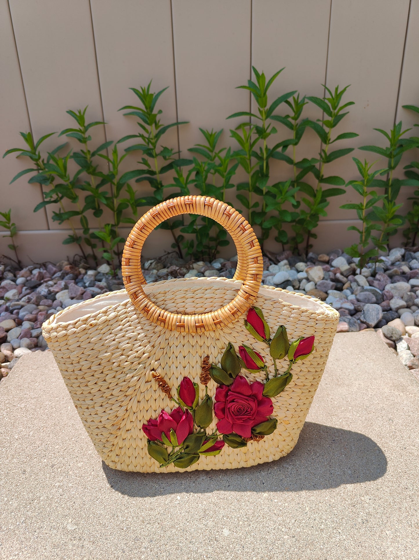 Handwoven Water Hyacinth Floral Bag