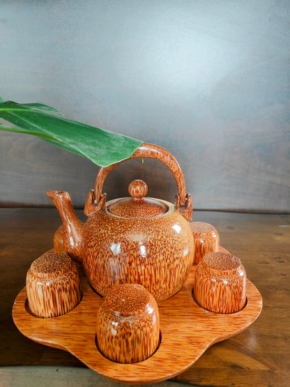 Coconut Wooden Kettle Set (Mini Size)