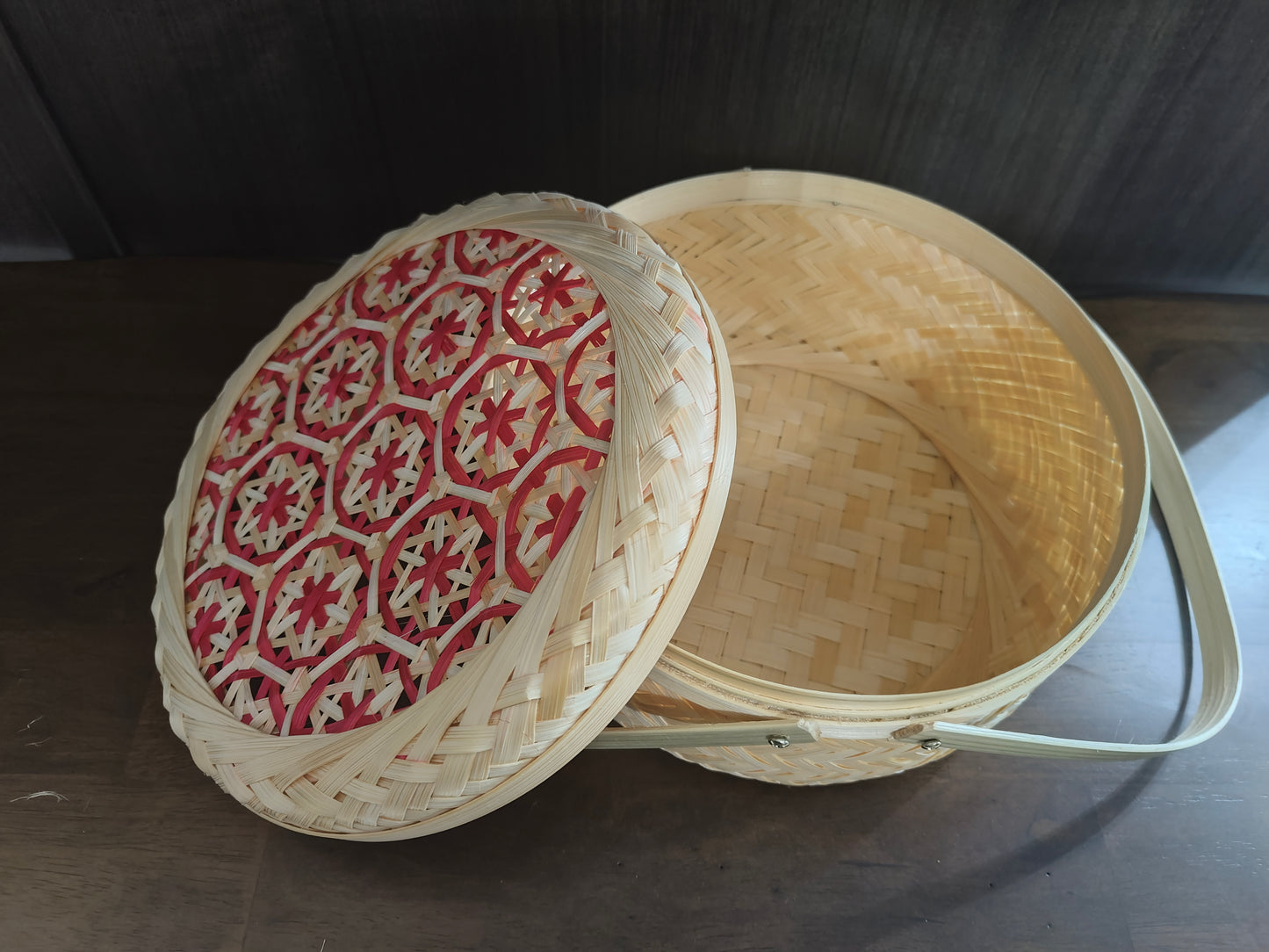 Handwoven Bamboo Basket with Dual Handle