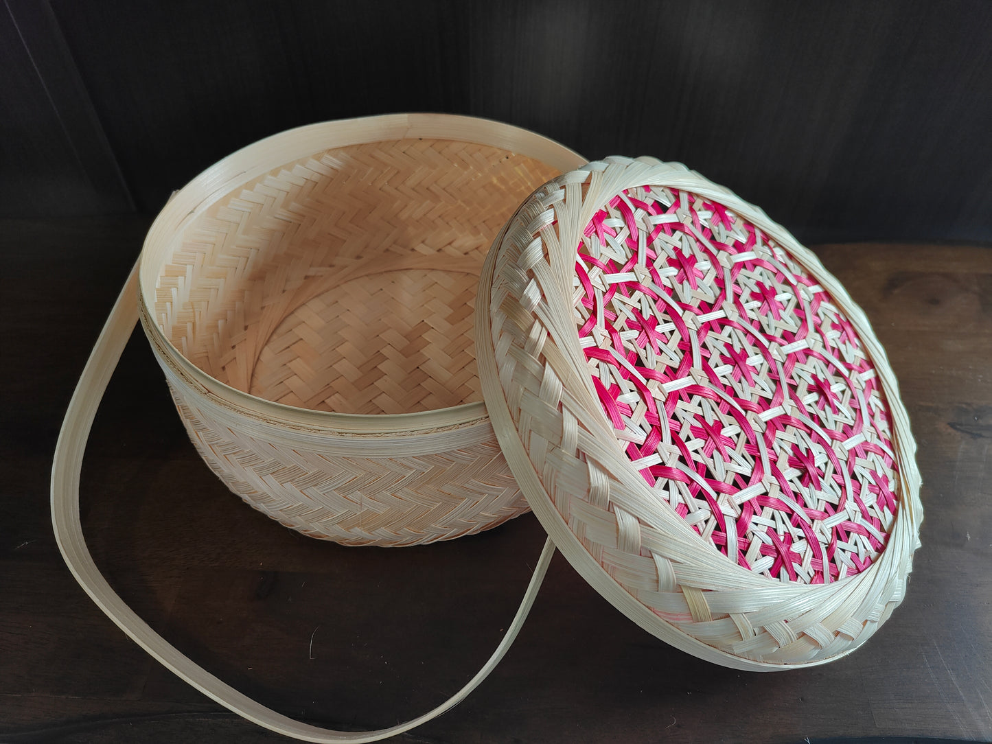 Handwoven Bamboo Basket with Dual Handle