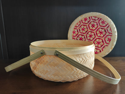 Handwoven Bamboo Basket with Dual Handle