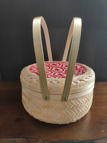 Handwoven Bamboo Basket with Dual Handle