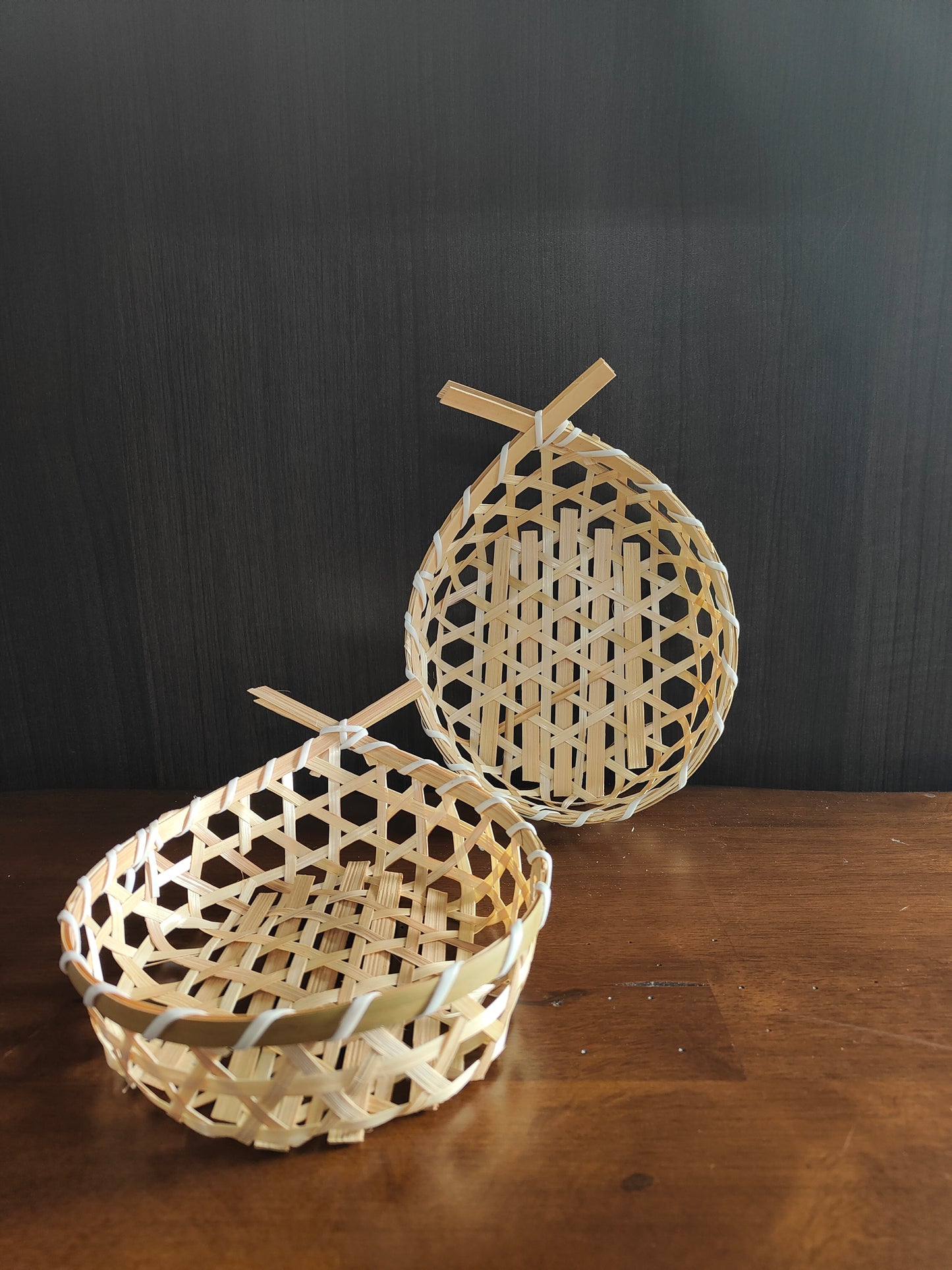 Handwoven Teardrop Bamboo Wall Baskets – Set of 2