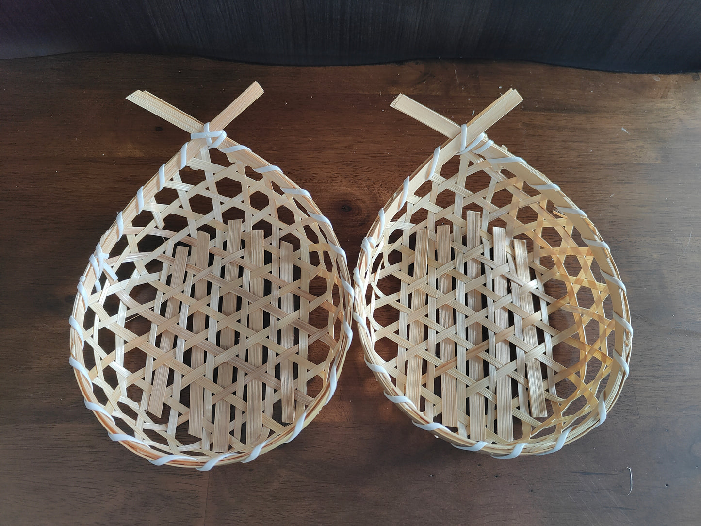 Handwoven Teardrop Bamboo Wall Baskets – Set of 2