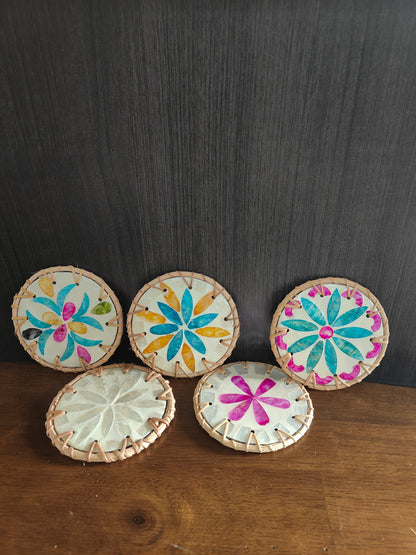 Floral Mosaic Stone Coasters – Set of 5