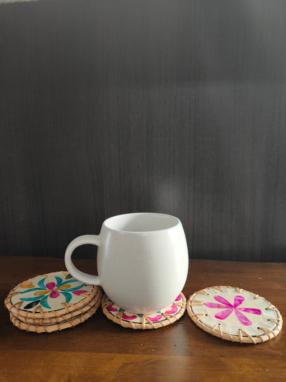 Floral Mosaic Stone Coasters – Set of 5