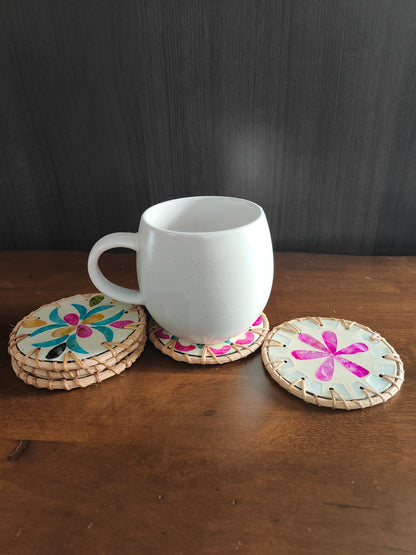 Floral Mosaic Stone Coasters – Set of 5