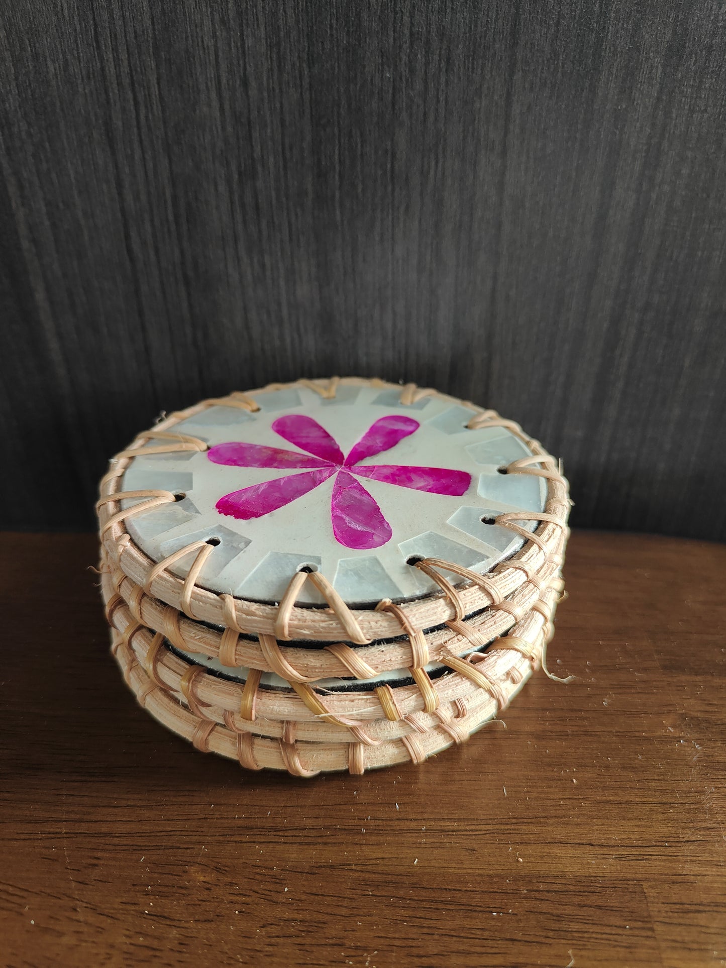 Floral Mosaic Stone Coasters – Set of 5