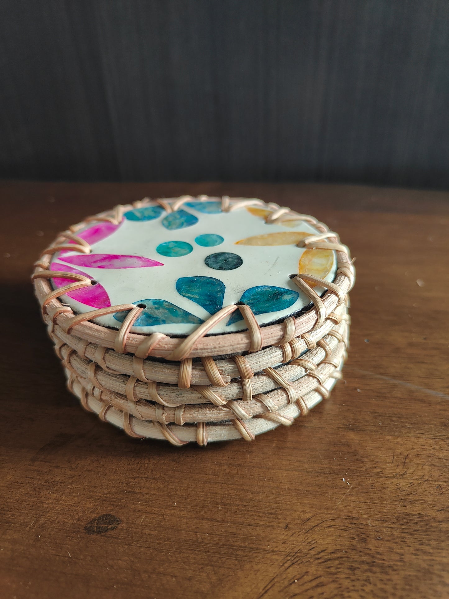 Mosaic-style Handcrafted Coaster -Set of 5