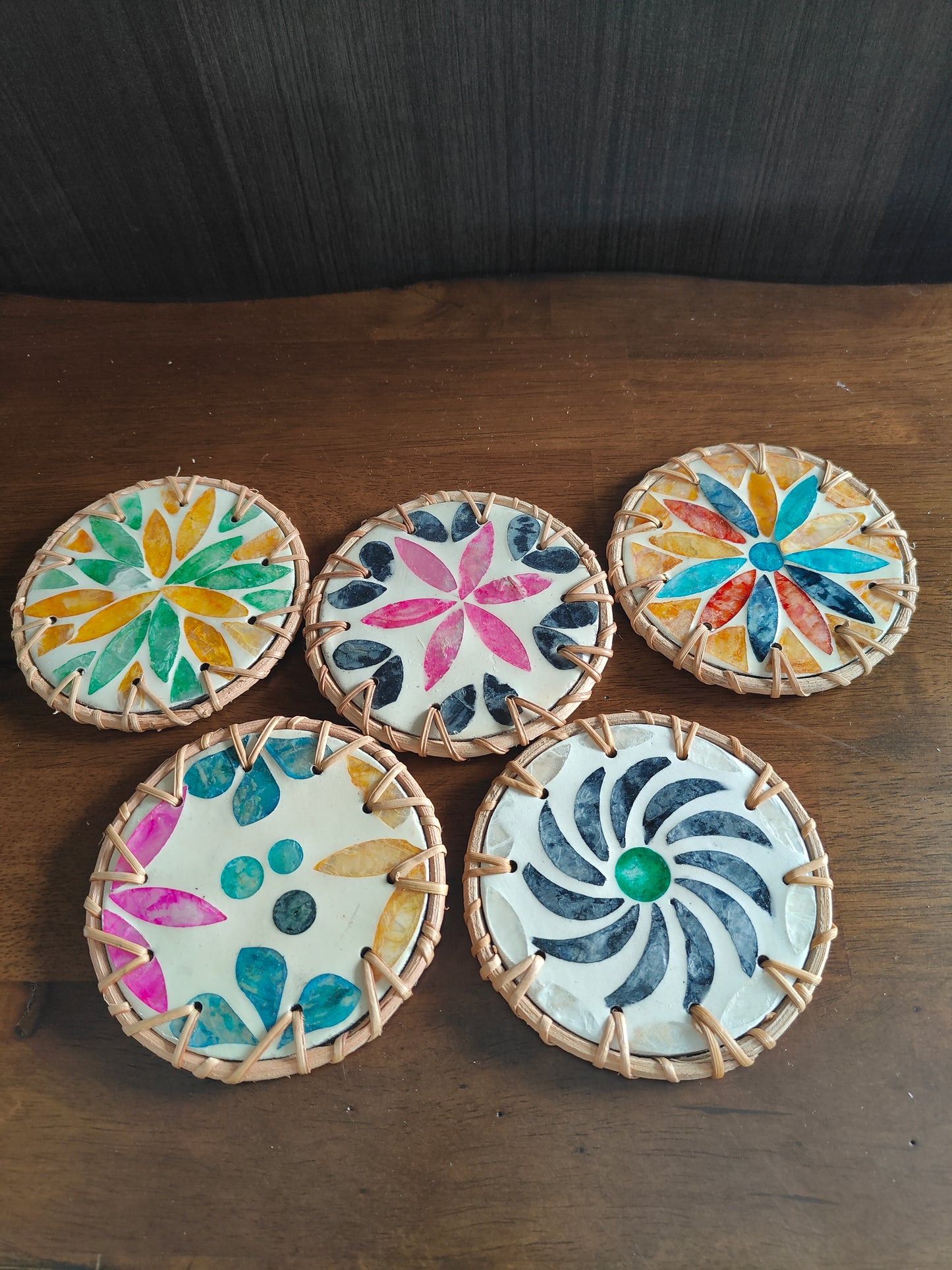 Mosaic-style Handcrafted Coaster -Set of 5