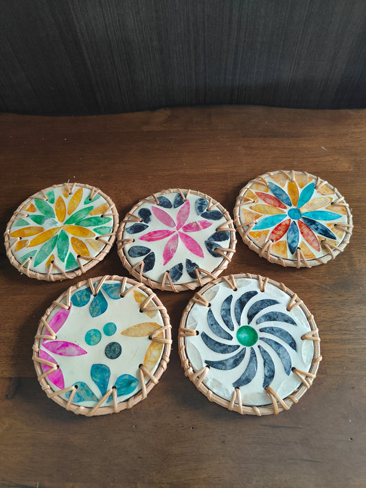 Mosaic-style Handcrafted Coaster -Set of 5