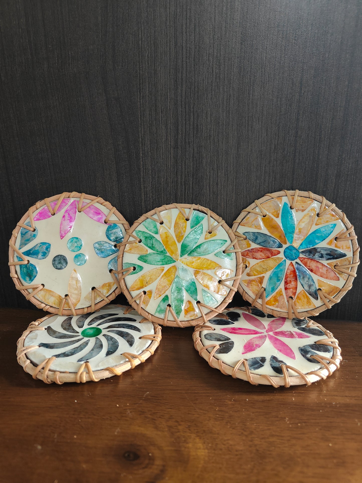 Mosaic-style Handcrafted Coaster -Set of 5