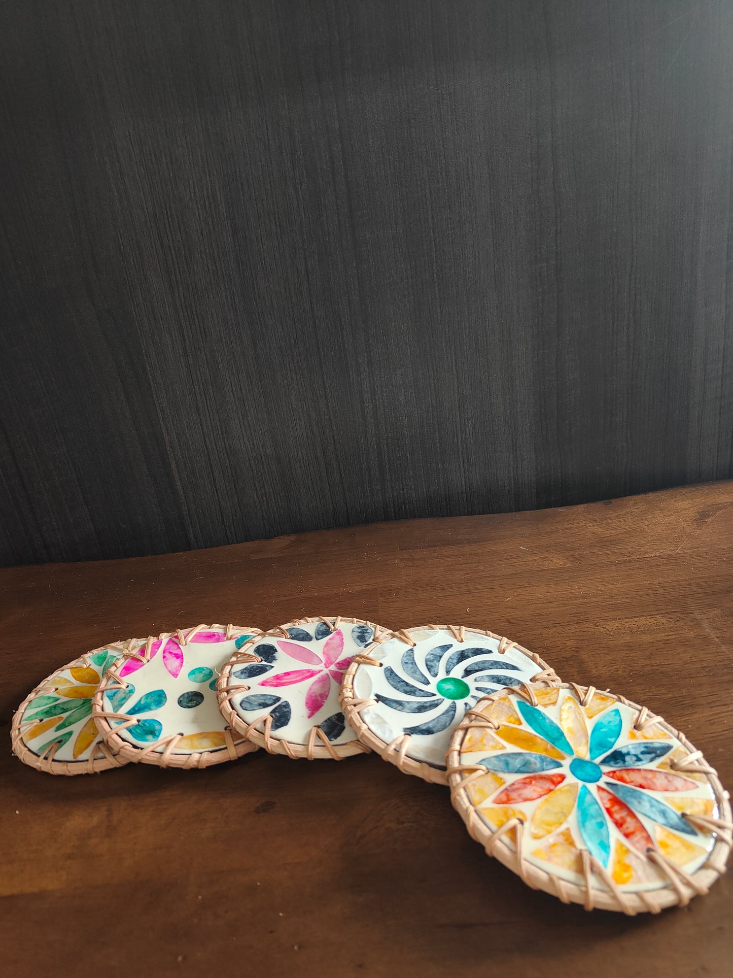 Mosaic-style Handcrafted Coaster -Set of 5