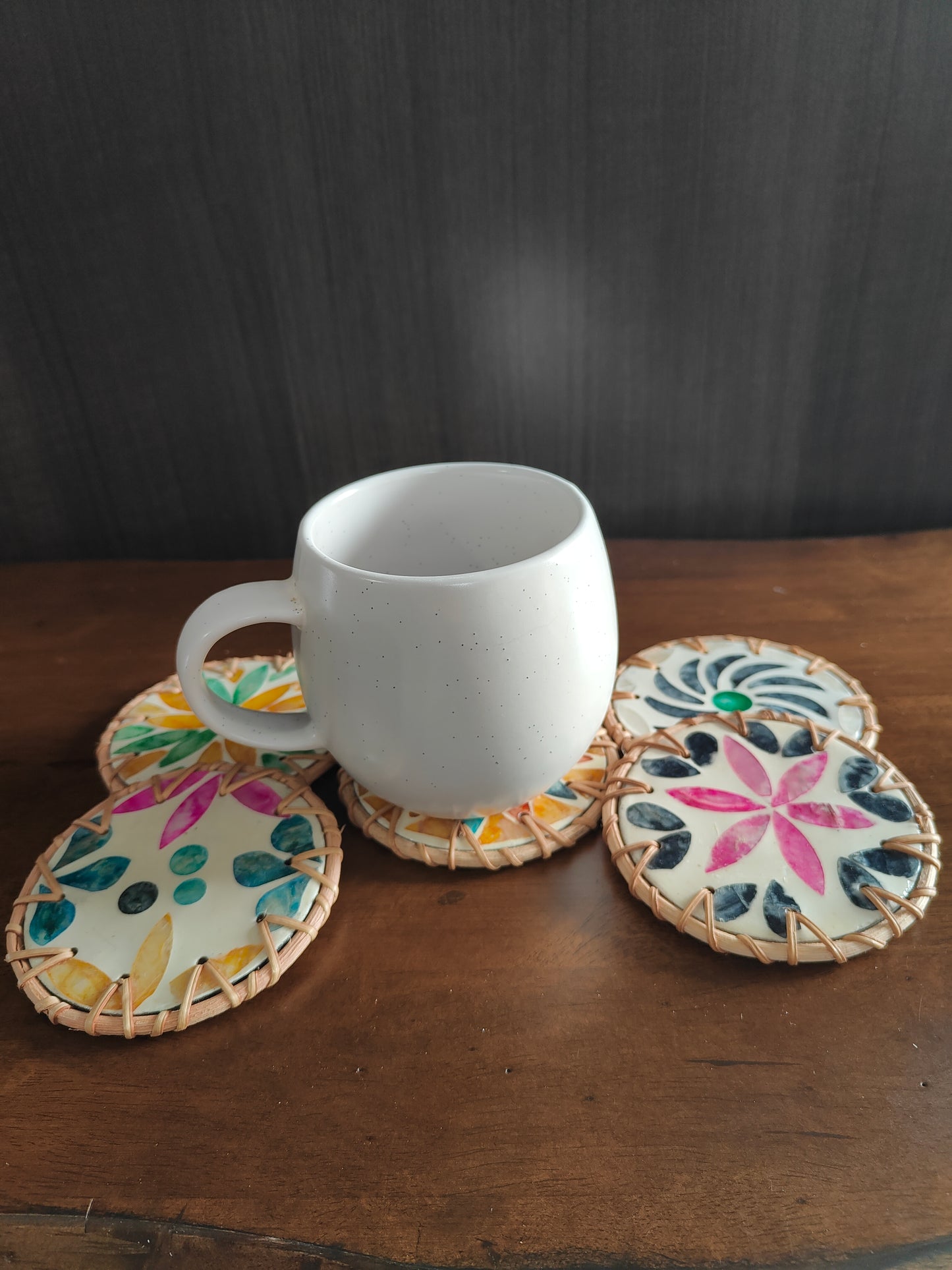 Mosaic-style Handcrafted Coaster -Set of 5