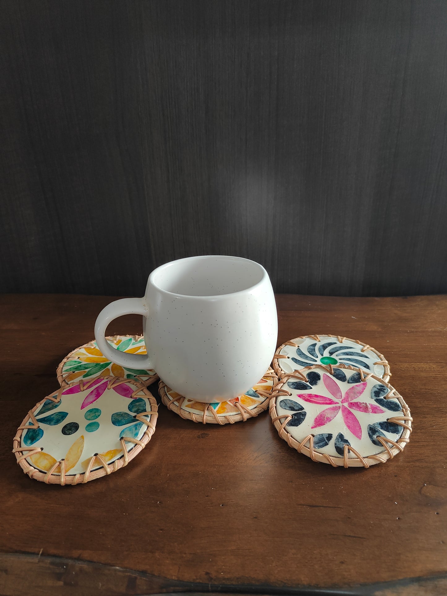 Mosaic-style Handcrafted Coaster -Set of 5