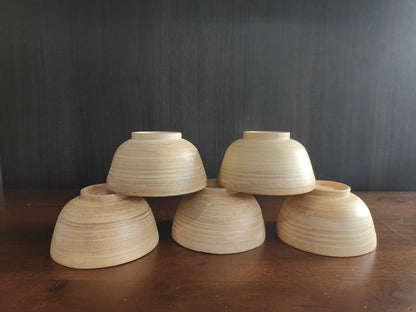 Handcrafted Bamboo Bowls – Set of 5