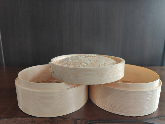 Handcrafted Bamboo Steamer – 2-Tier with Lid
