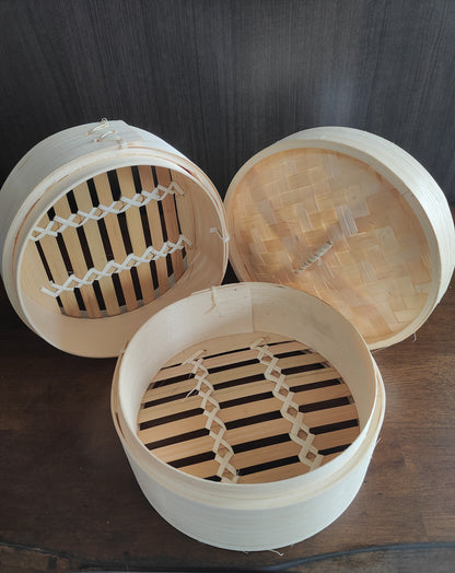 Handcrafted Bamboo Steamer – 2-Tier with Lid
