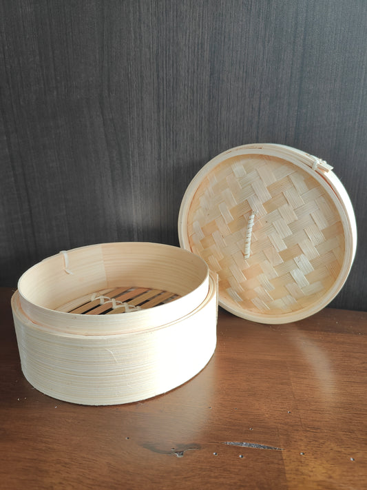 Handmade Bamboo Steamer Basket – Single Tier with Lid