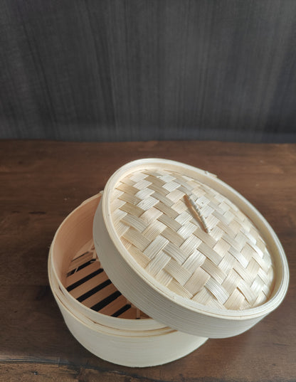 Handmade Bamboo Steamer Basket – Single Tier with Lid