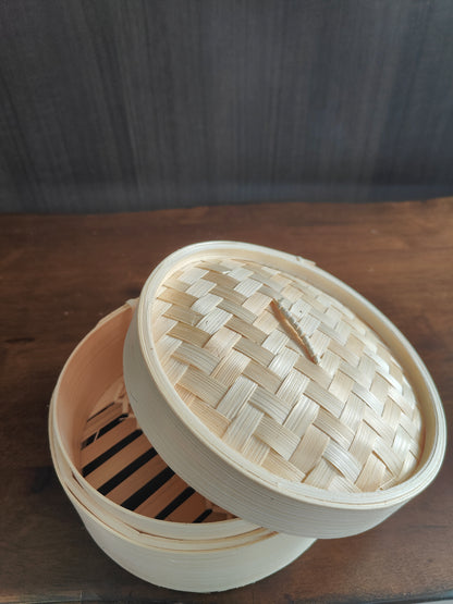 Handmade Bamboo Steamer Basket – Single Tier with Lid
