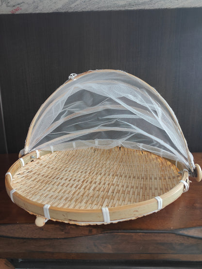 Handwoven Bamboo Food Cover Basket – Small Size