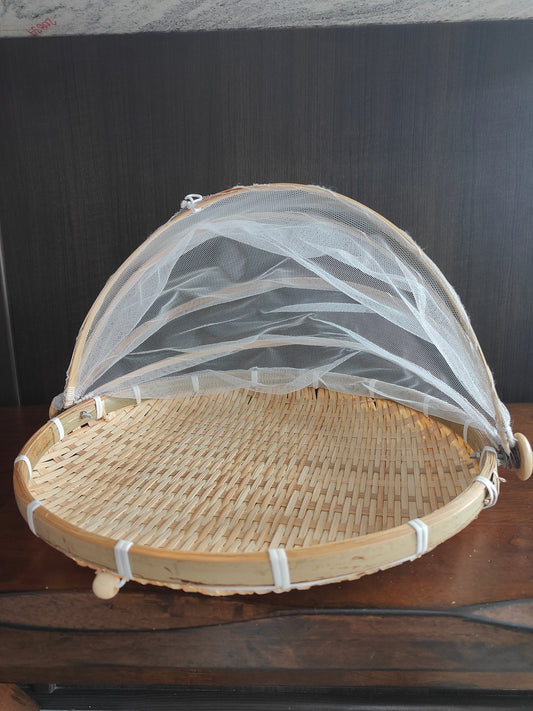 Handwoven Bamboo Food Cover Basket – Small Size