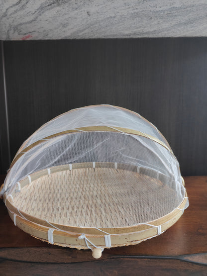 Handwoven Bamboo Food Cover Basket – Small Size