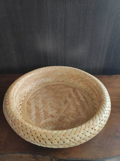 Handwoven Bamboo Utility Tray – Round & Rustic