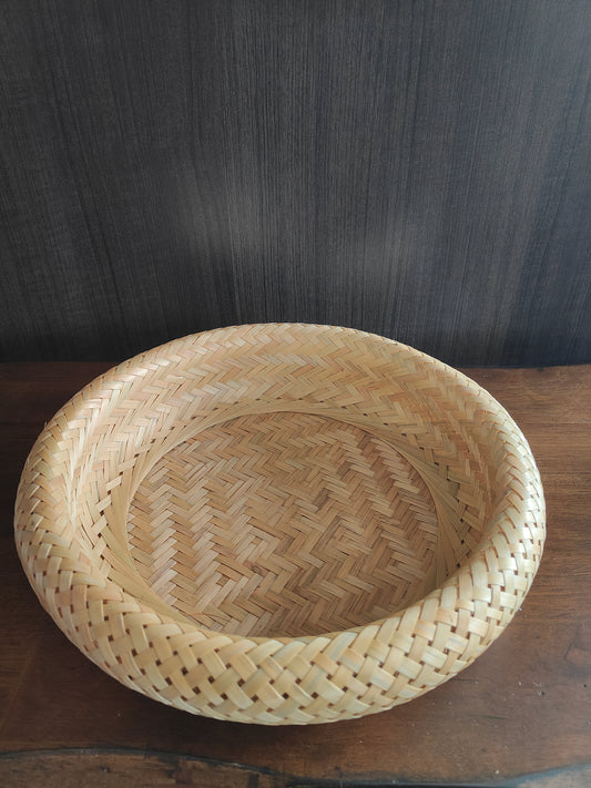 Handwoven Bamboo Utility Tray – Round & Rustic