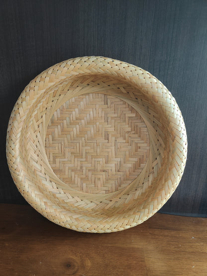 Handwoven Bamboo Utility Tray – Round & Rustic