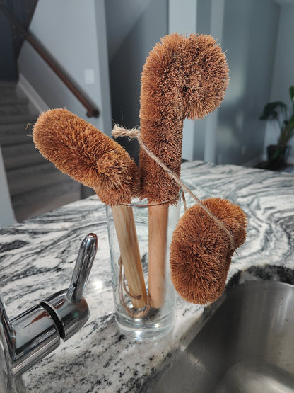 Natural Coconut Coir Brush Set – 3-Piece Eco Cleaning Kit